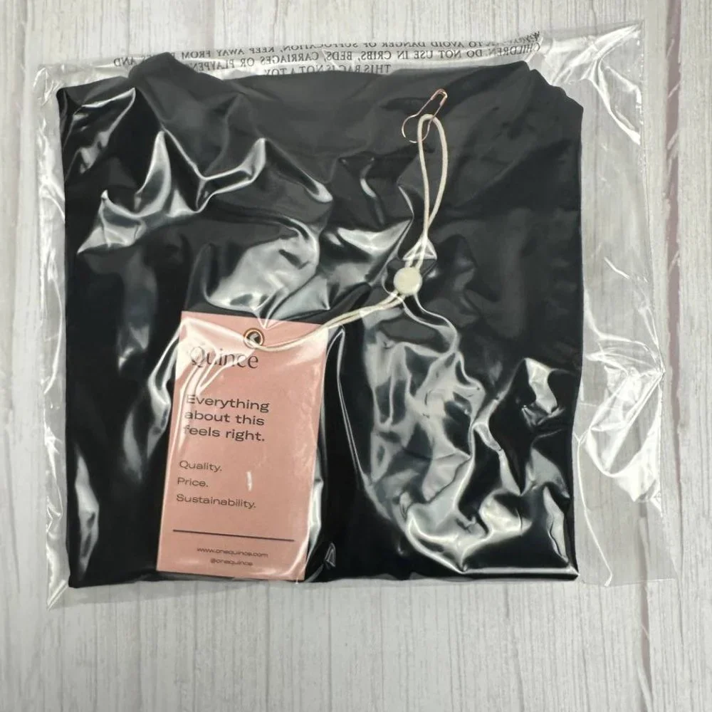 Quince Stretch Cotton Jersey Short Sleeve Bodysuit Size XS- NWT Black - Picture 8 of 9